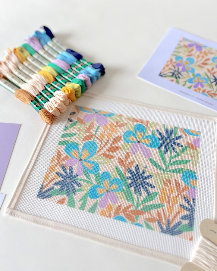Clutch Pansy Parade Needlepoint Kit by Unwind Studio