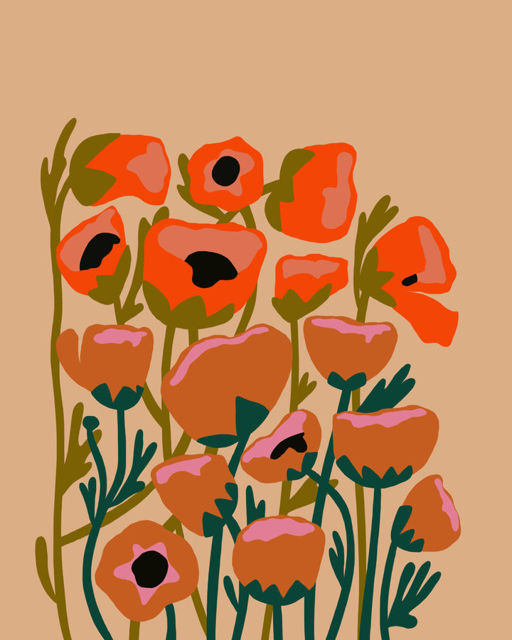 Poppy Flower design for a needlepoint kit by Unwind Studio in collaboration with artist Bekah Worley