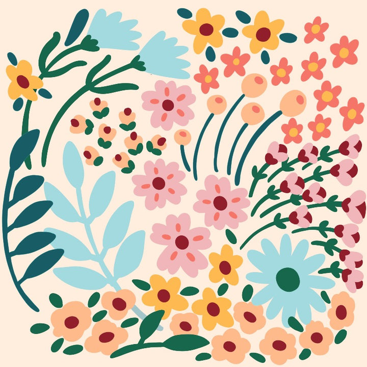Happy Flowers Needlepoint Kit (square) by Unwind Studio