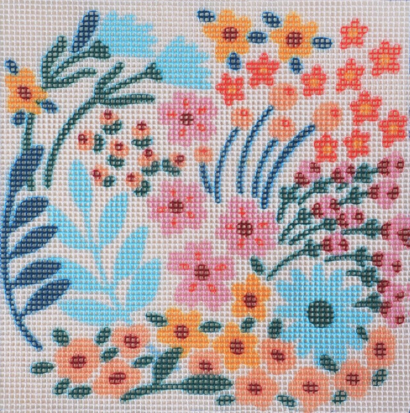 Happy Flowers Square Needlepoint Kit – Unwind Studio