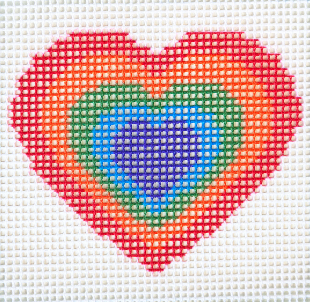 Rainbow Heart Needlepoint Kit for Kids by Unwind Studio