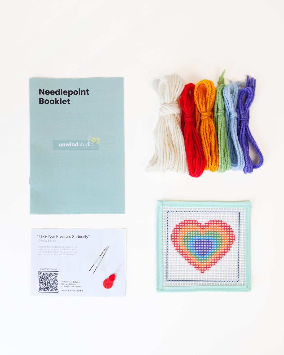 Rainbow Heart Needlepoint Patch Kit – Unwind Studio