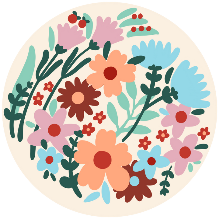 Happy Flowers Needlepoint Kit (round) by Unwind Studio