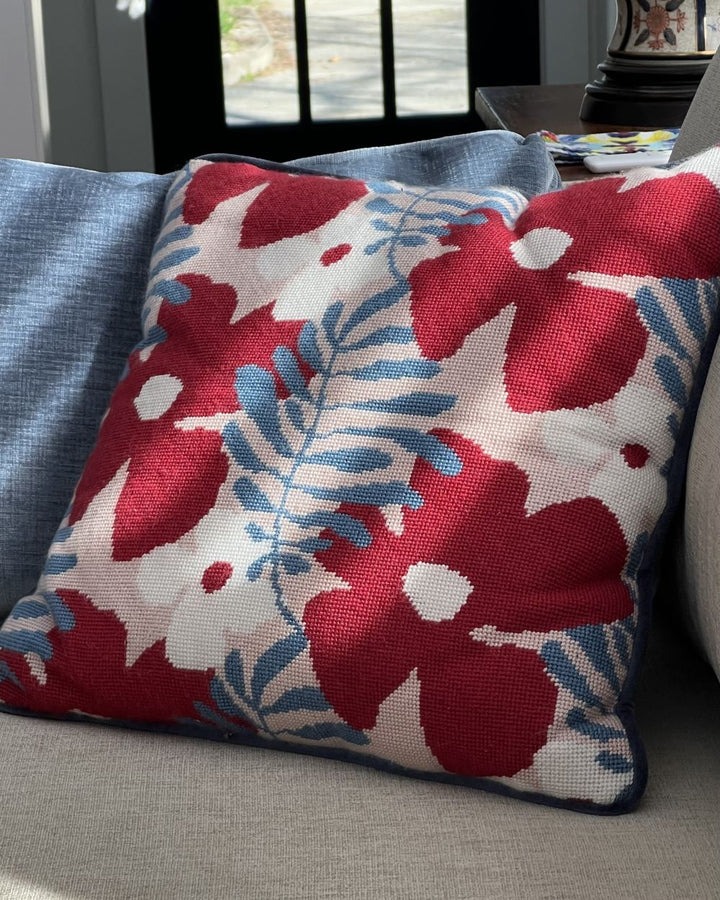 Royan cushion needlepoint kit customized by a customer with a different colorway