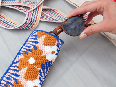 Royan needlepoint sunglasses case by Unwind Studio