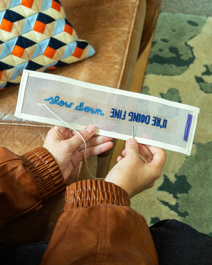 "Slow Down, U're Doing Fine" Needlepoint Key Fob Kit