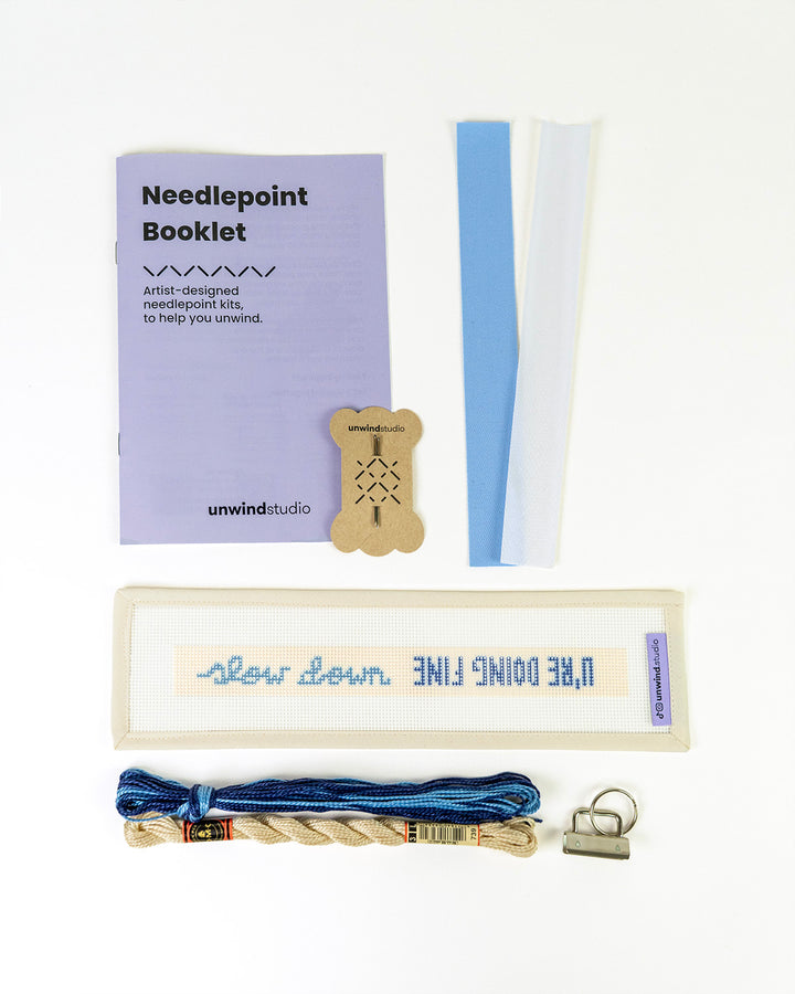 FREE GIFT: "Slow Down, U're Doing Fine" Needlepoint Key Fob Canvas