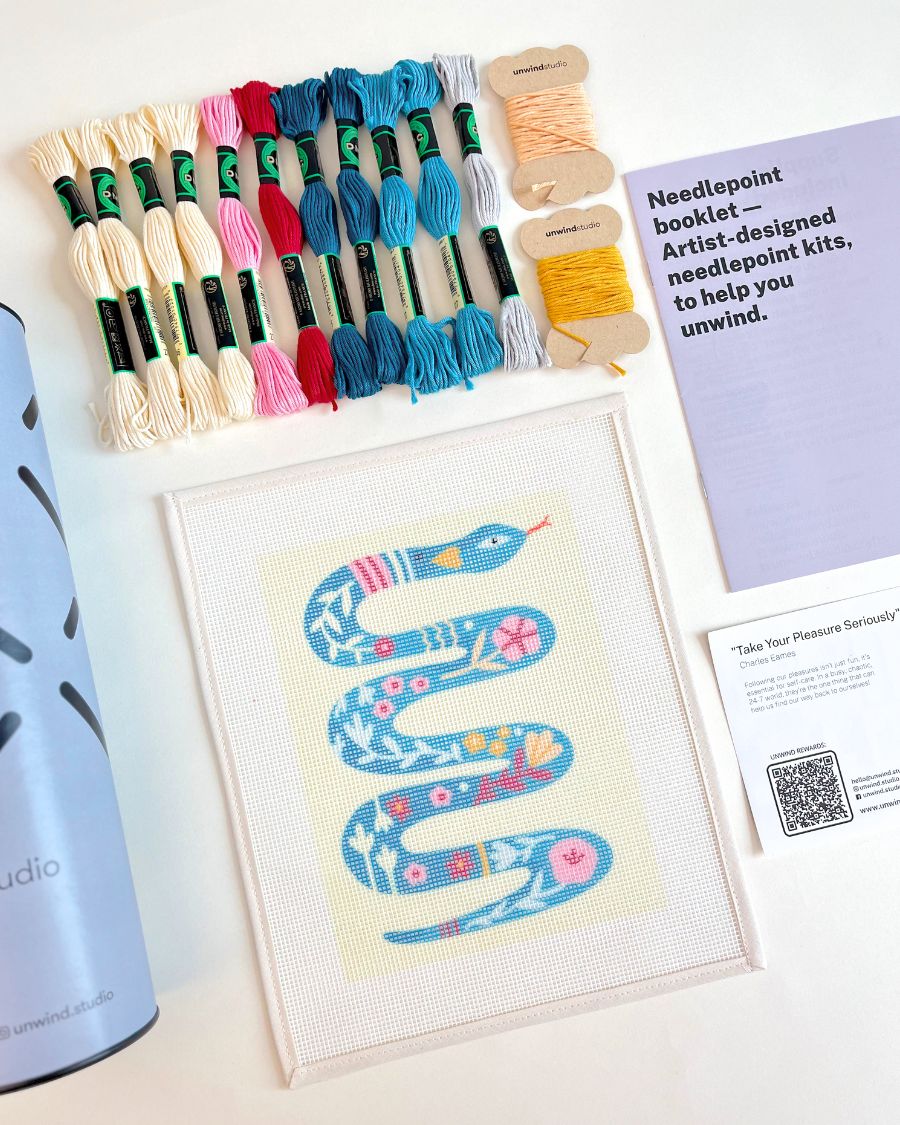 Floral Snake Needlepoint Kit