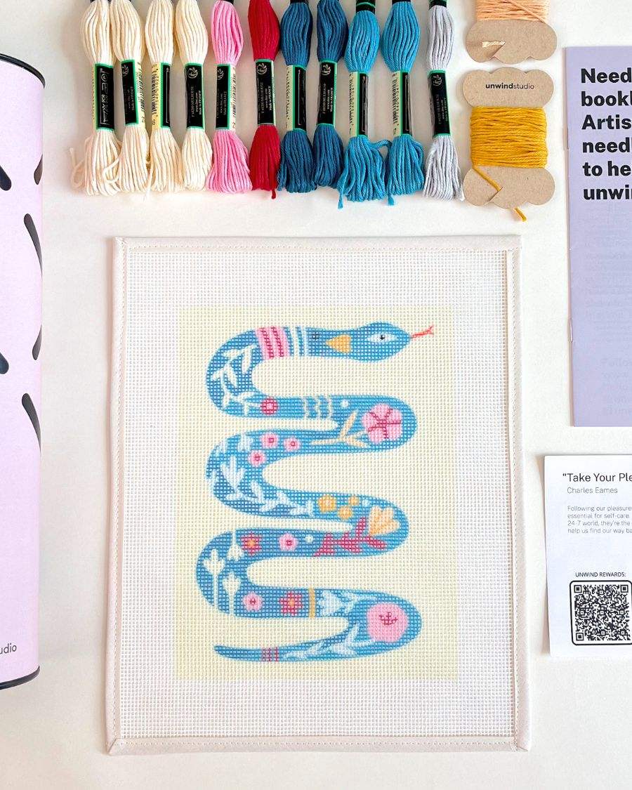 Floral Snake Needlepoint Kit