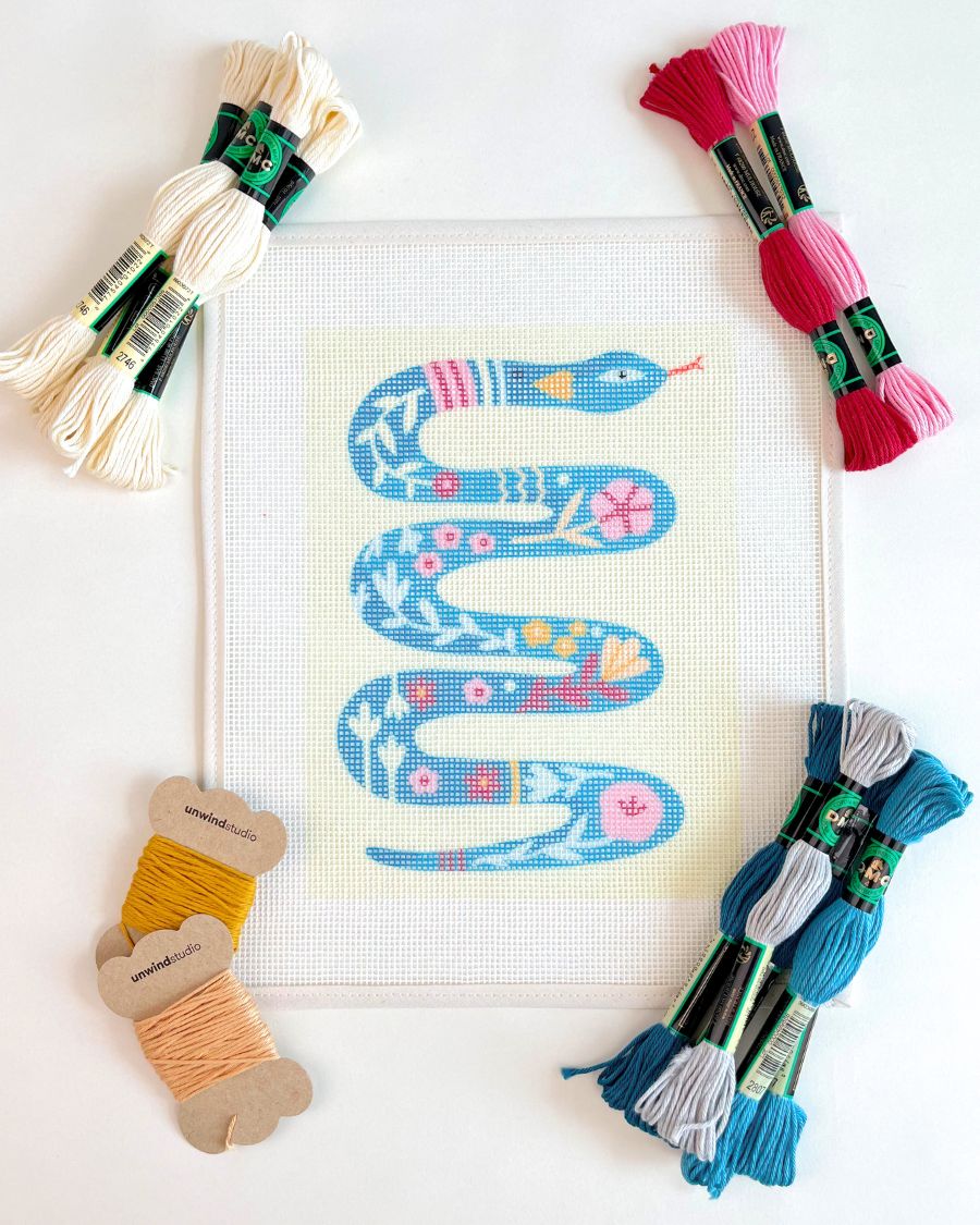 Floral Snake Needlepoint Kit