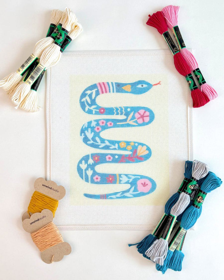 Floral Snake Needlepoint Kit