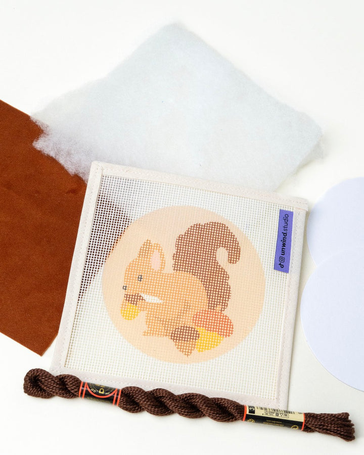 Kit de canevas de décoration Écureuil et glands
