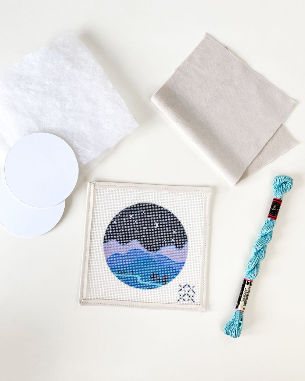 Starry Night Needlepoint Ornament Kit - finishing materials included