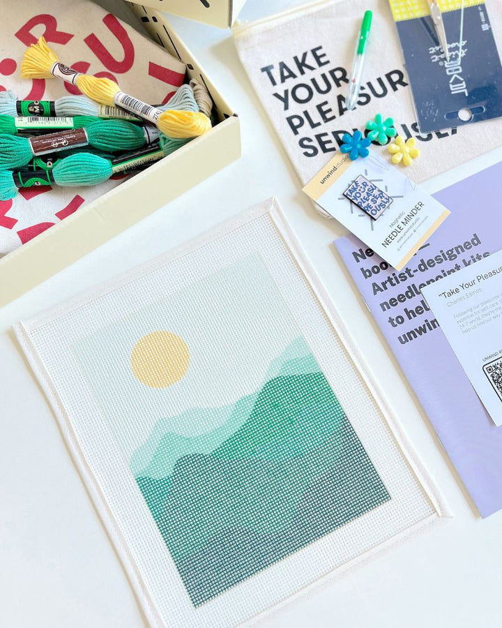 NEEDLEPOINT STARTER KIT "Green Mountains"