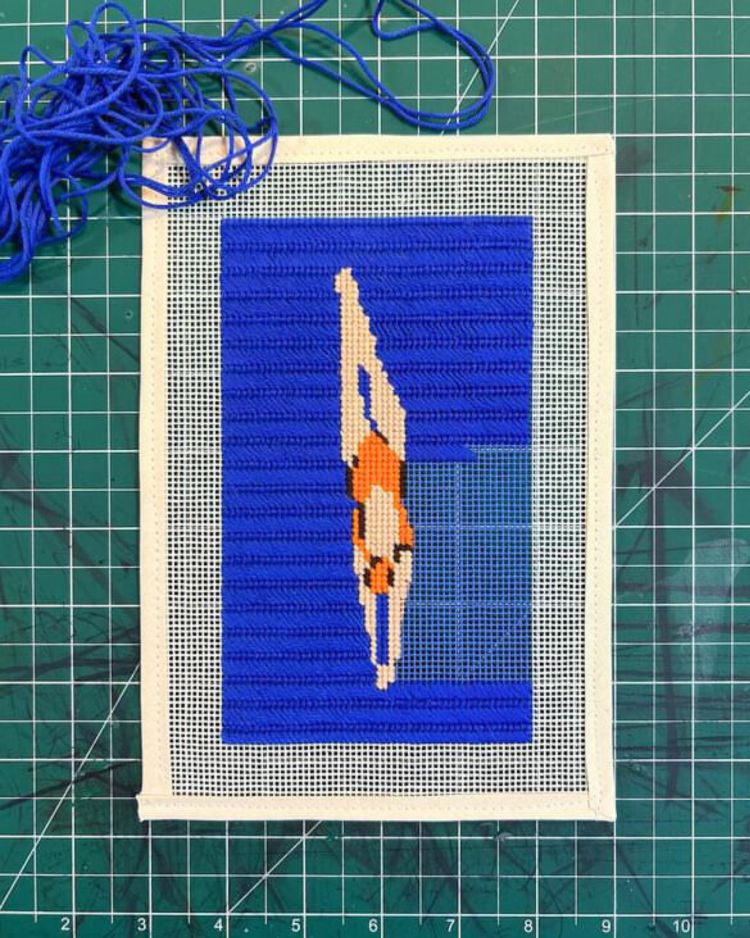 Diver Needlepoint Kit for Clutch Insert/Phone Holder by Unwind Studio