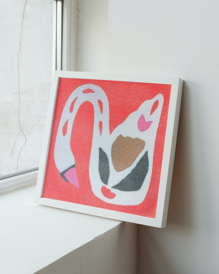 Swan on Red Needlepoint Kit by Unwind Studio