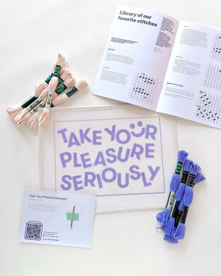 "Take your Pleasure Seriously" Horizontal Needlepoint Kit