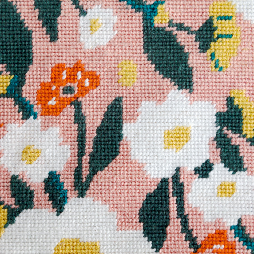 Tent Stitch in a floral modern needlepoint kit