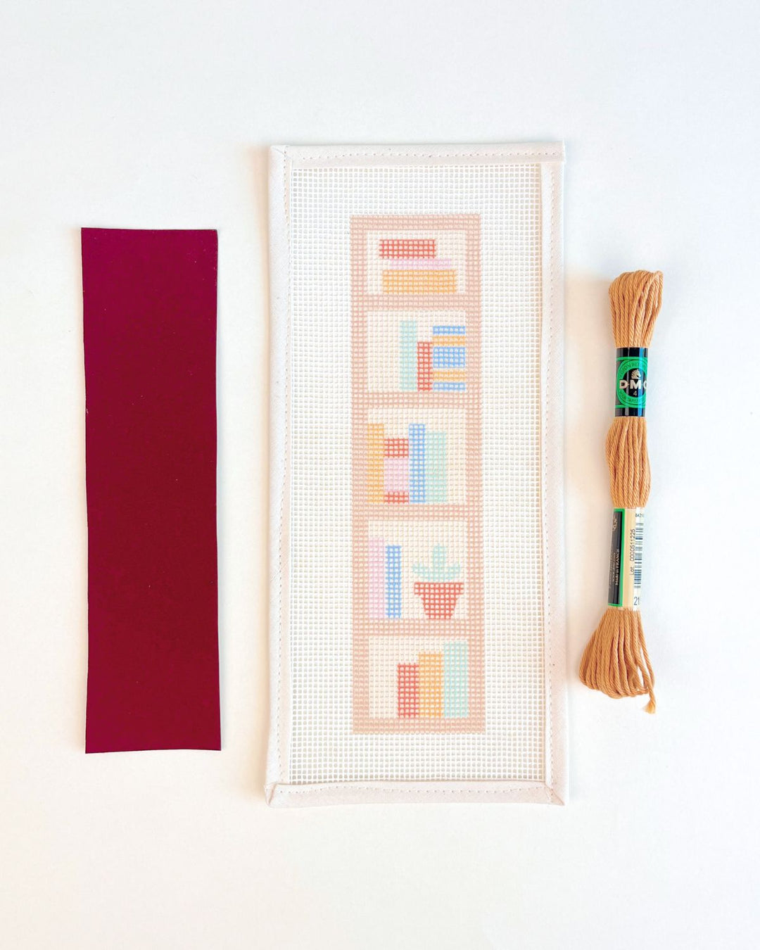 NEEDLEPOINT STARTER KIT "Bookshelf Wealth" Bookmark