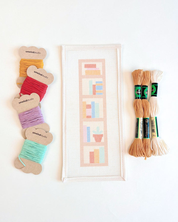 NEEDLEPOINT STARTER KIT "Bookshelf Wealth" Bookmark