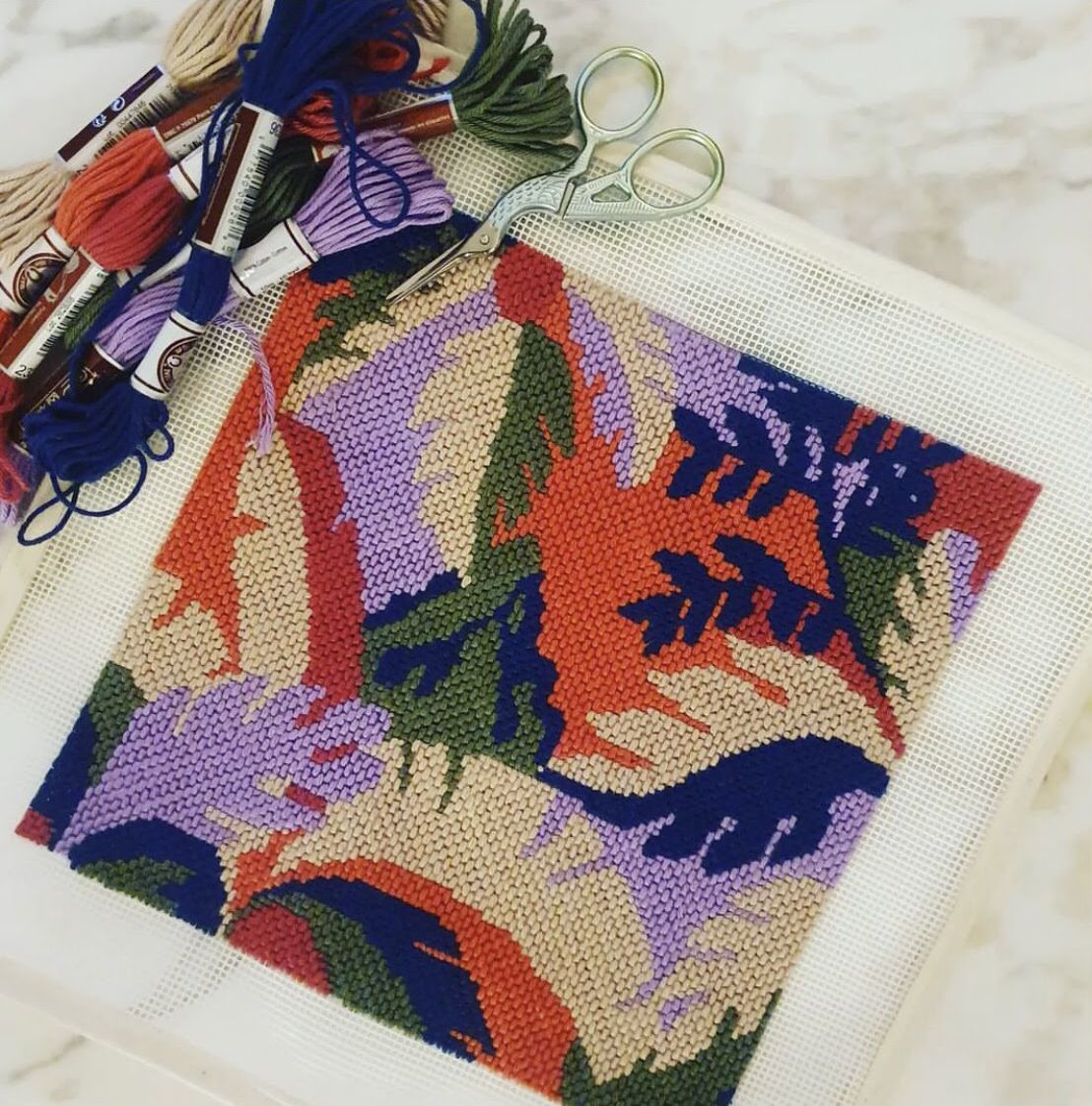 Autumn Tropical Mountain Needlepoint Kit – Unwind Studio