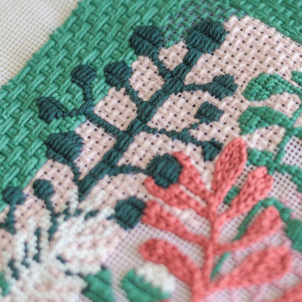 detail of needlepoint stitches