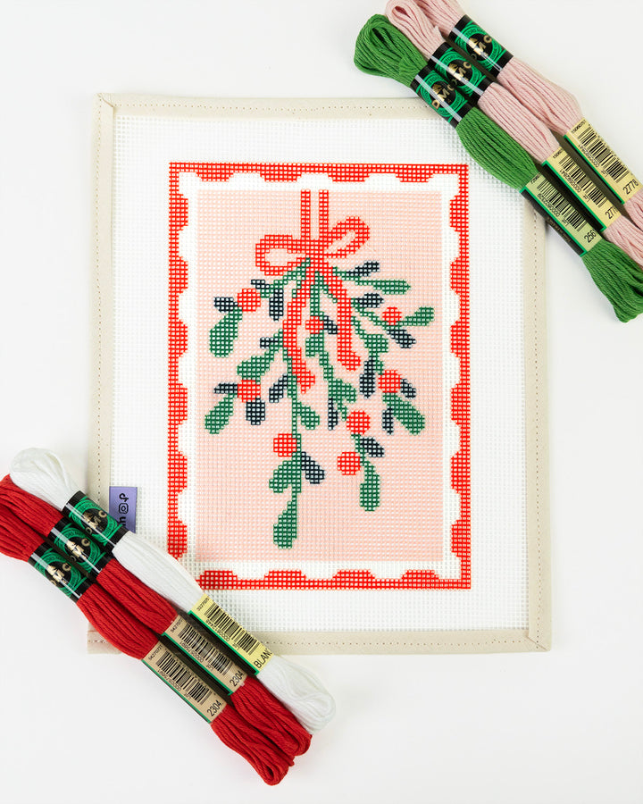 Under the Mistletoe Postcard Needlepoint Kit