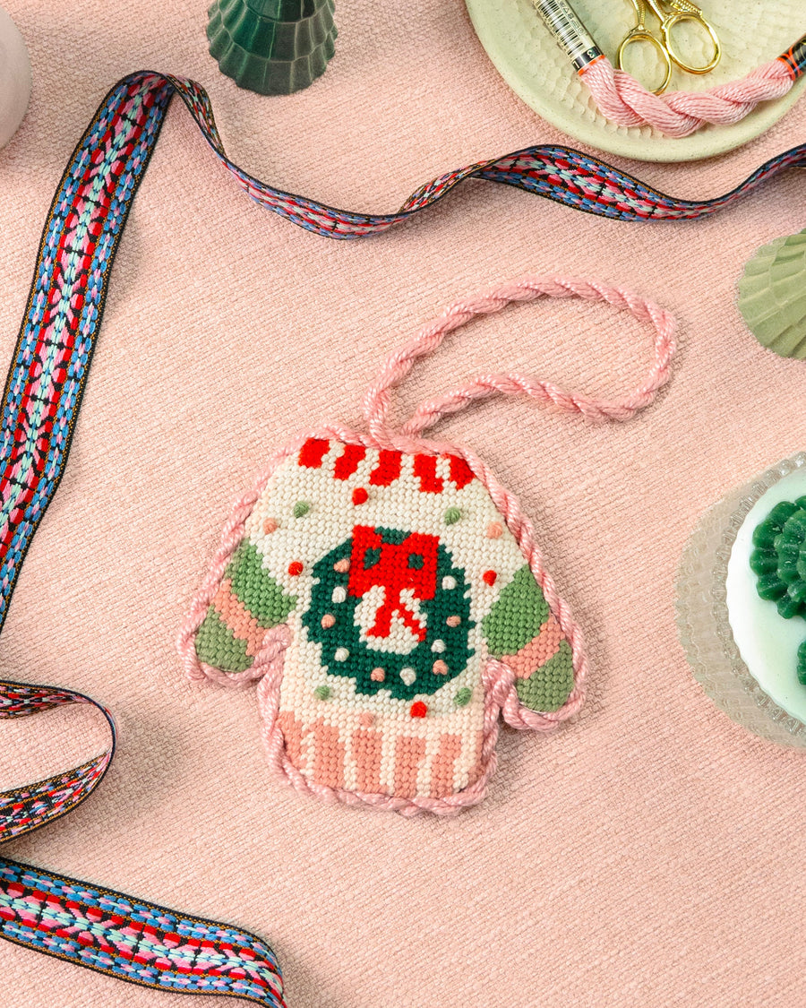 Christmas Sweater needlepoint ornament kit by Unwind Studio