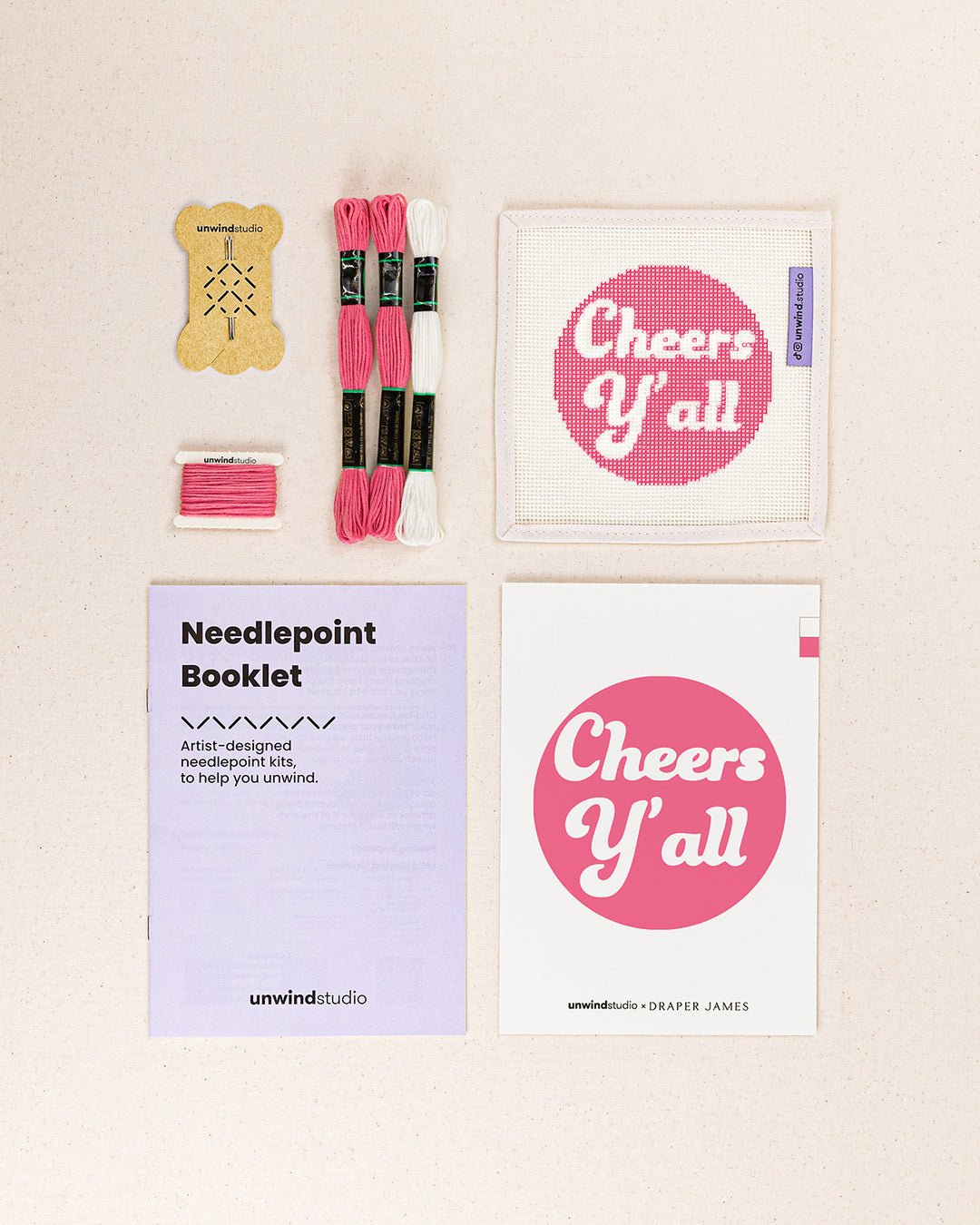 Pink Cheers Y'all Needlepoint Ornament Kit x Draper James