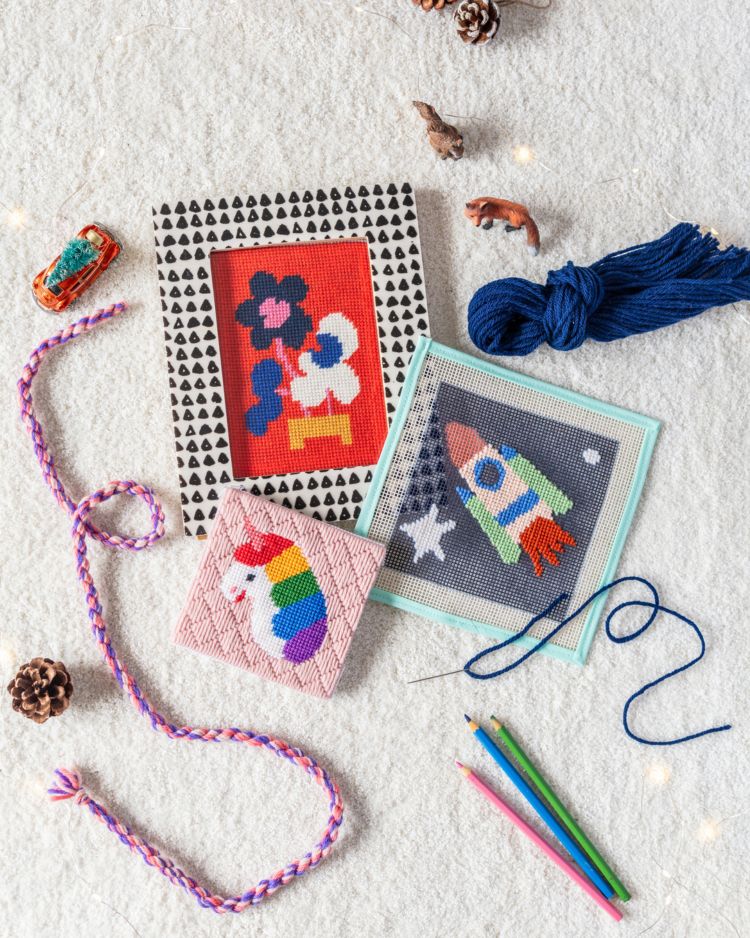 Needlepoint kits for kids of all ages. Or for someone who had a hard time  seeing how to stitch. Give us a call at 859-253-1302 if you see something  you