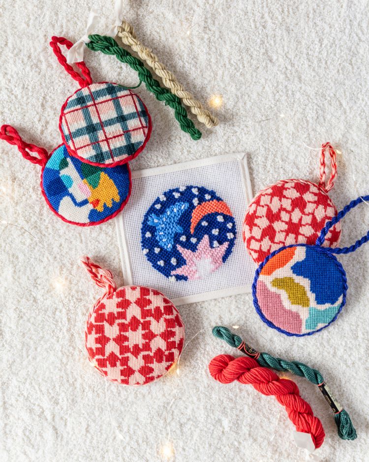 Modern Needlepoint Christmas Ornaments Kits – Unwind Studio