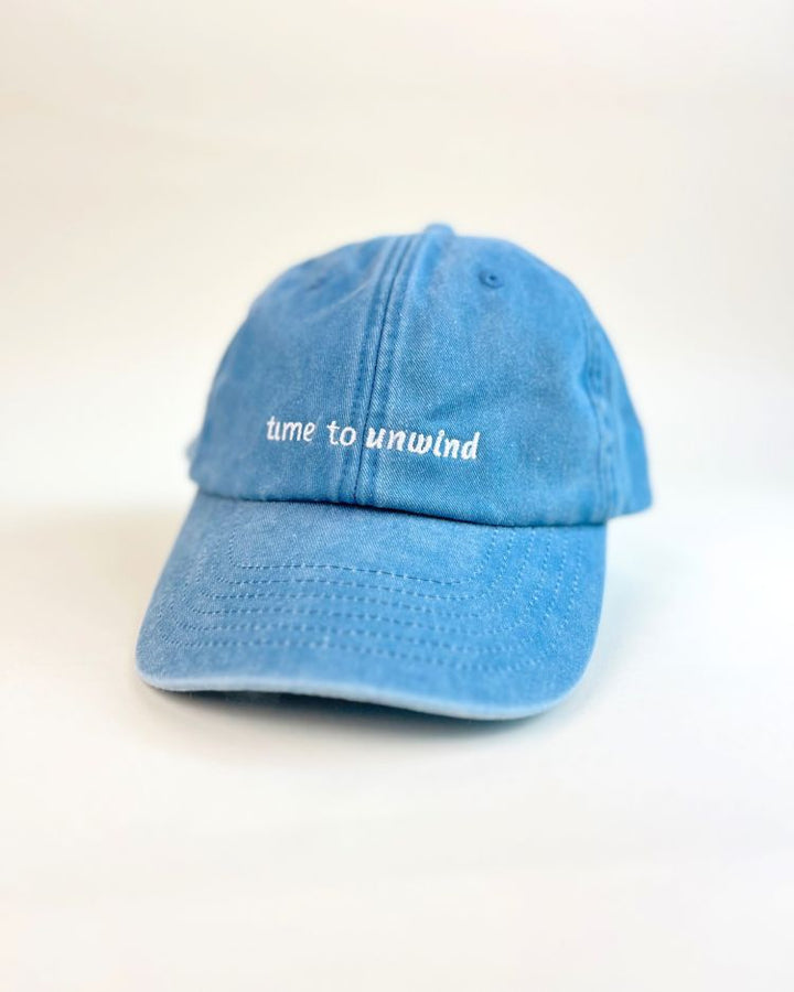 Baseball Cap Vintage Light Denim "Time to Unwind"