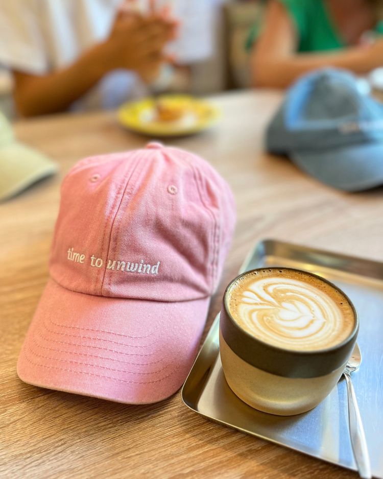 Baseballkappe Vintage staubig rosa "Zeit zum Entspannen"