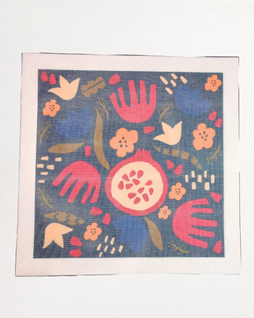 Pomegranates & Flowers Cushion - Misaligned Faulty Canvas