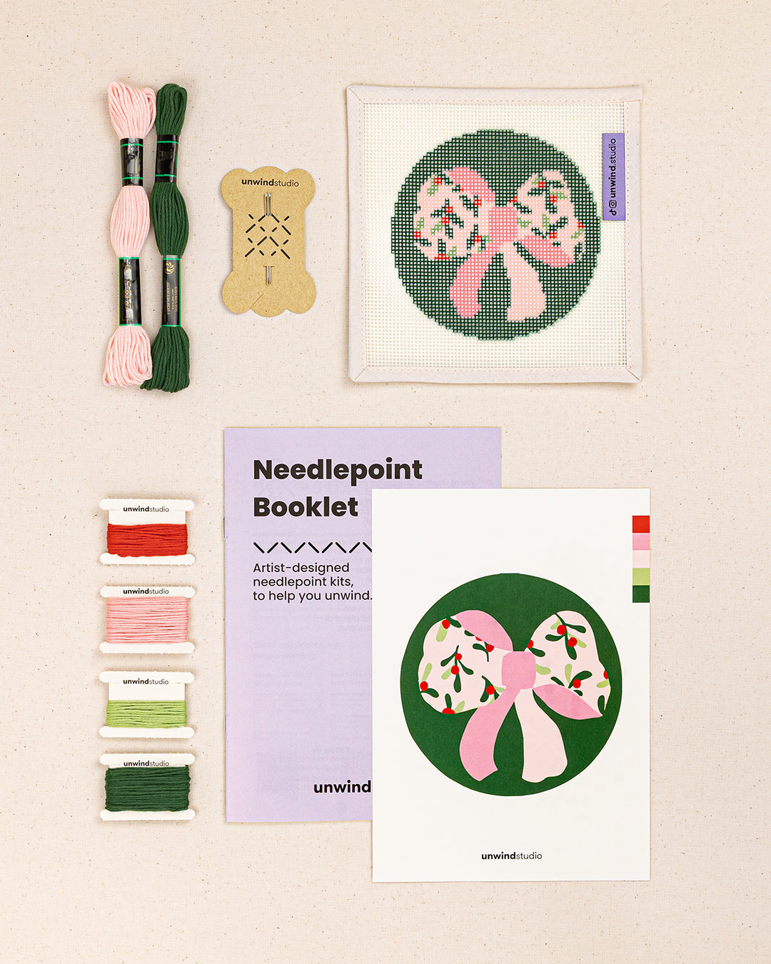 Festive Bow Needlepoint Ornament Kit