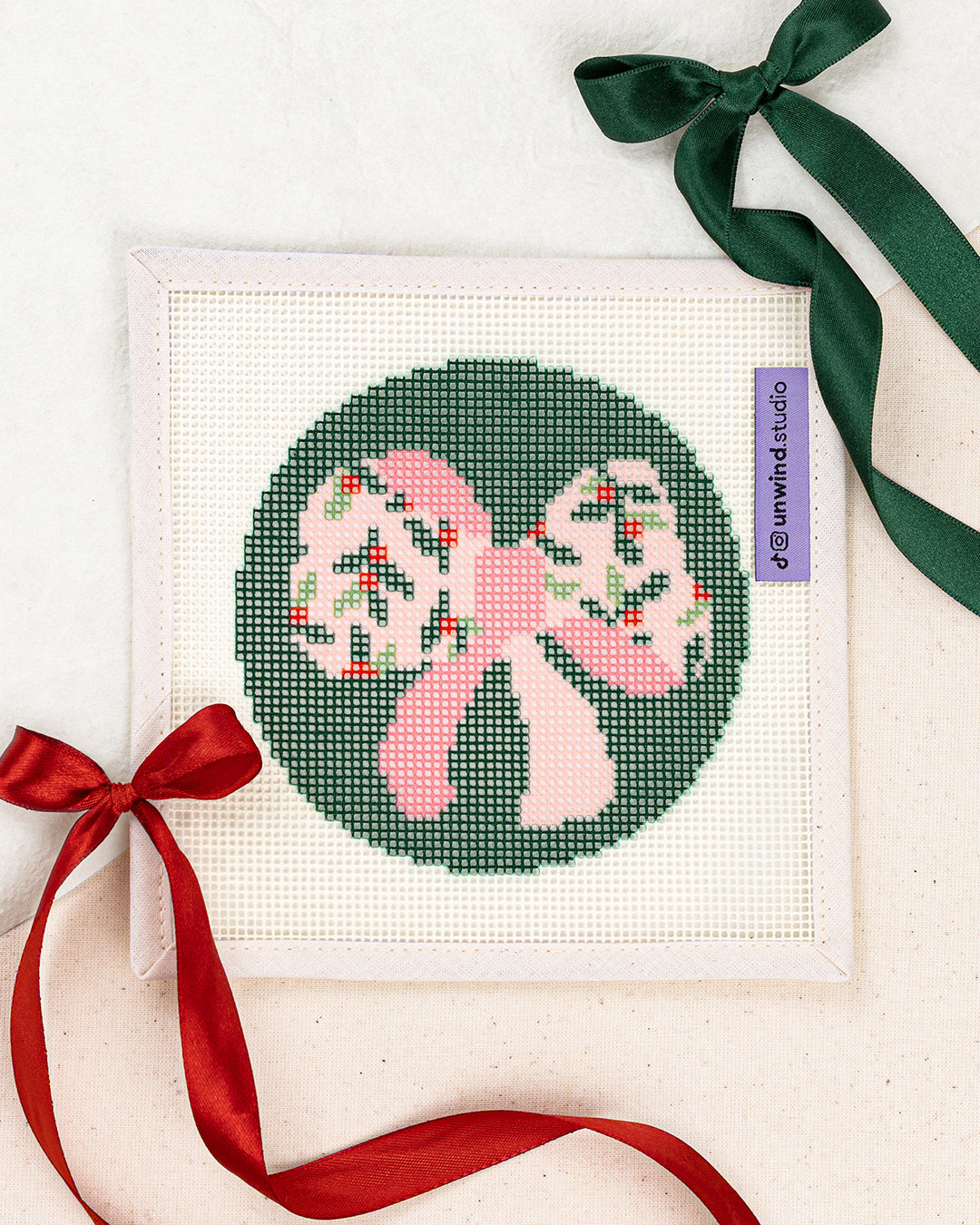 Festive Bow Needlepoint Ornament Kit