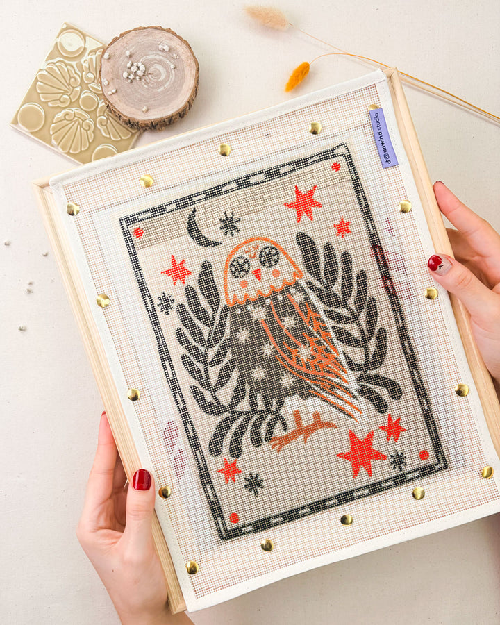 Folk Owl Needlepoint Kit