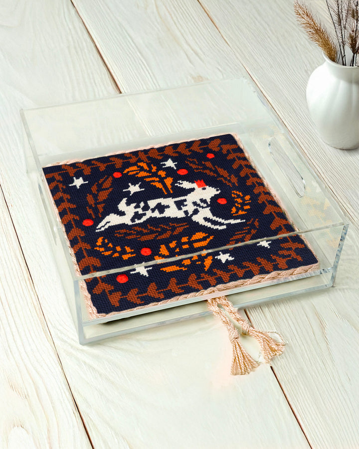 Hares running in the Night Needlepoint Kit