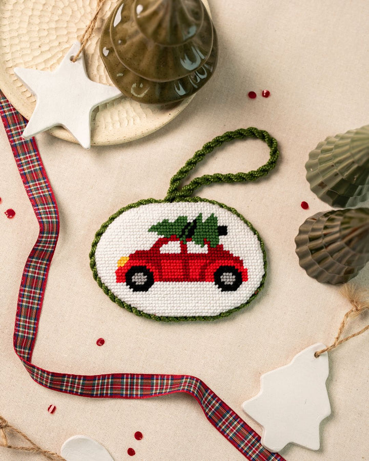Holiday Roadtrip Needlepoint Ornament Kit