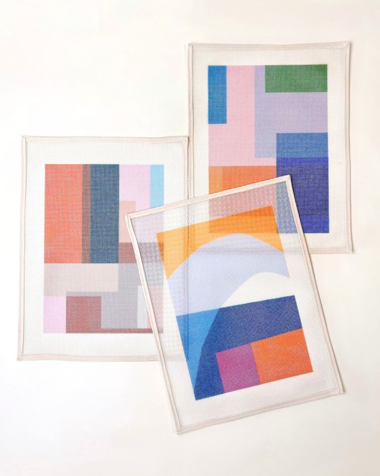 Geometric needlepoint kits bundle by Unwind Studio