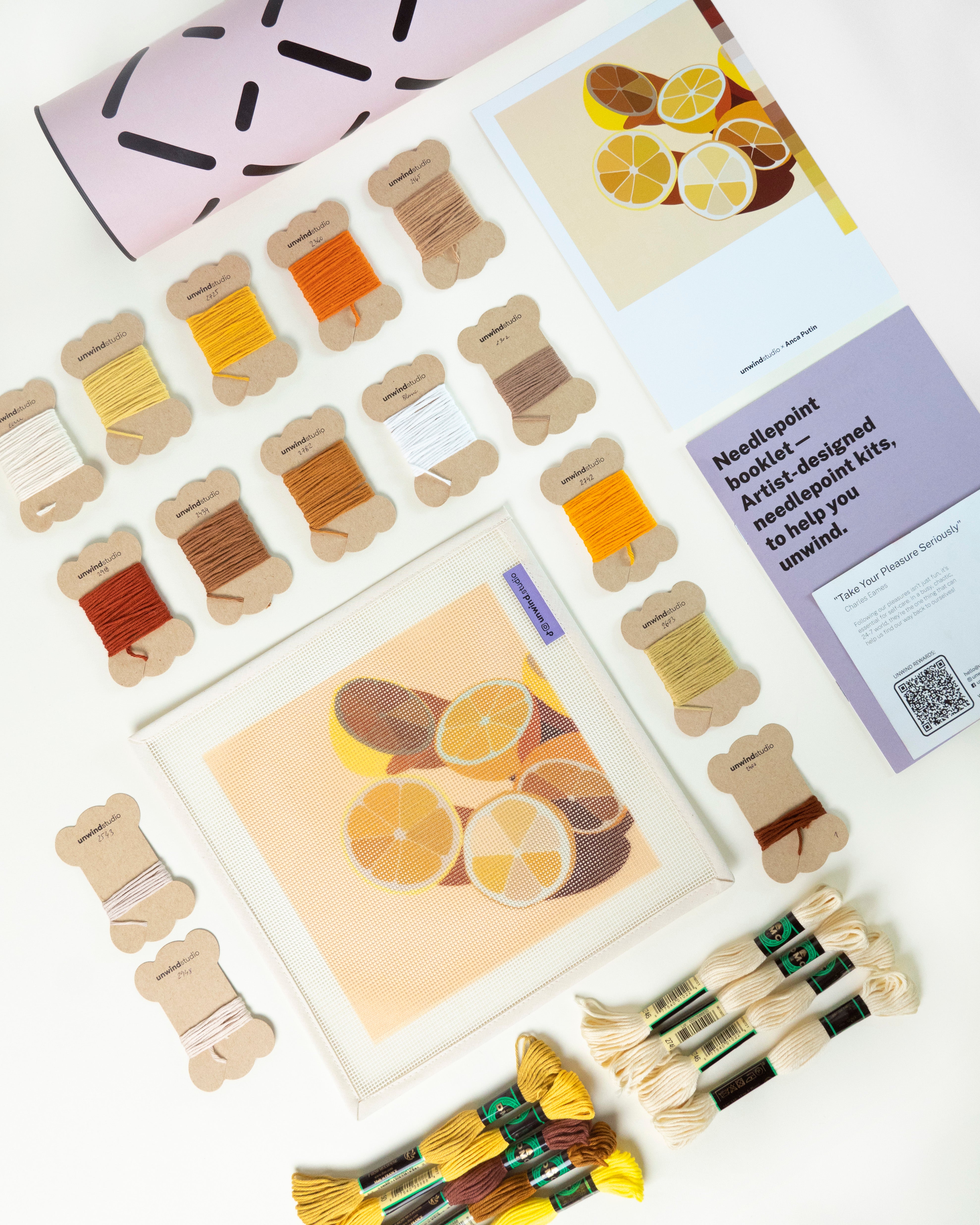 Contemporary Lemons Summer Fruit Needlepoint – Unwind Studio