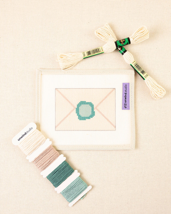 Love Letter needlepoint Bag Charm canvas with matching threads