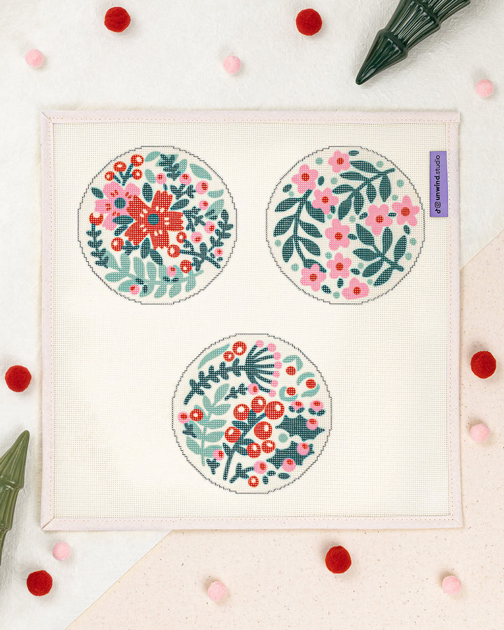 Merry Botanical Ornament Set Needlepoint Kit (PRE-ORDER)
