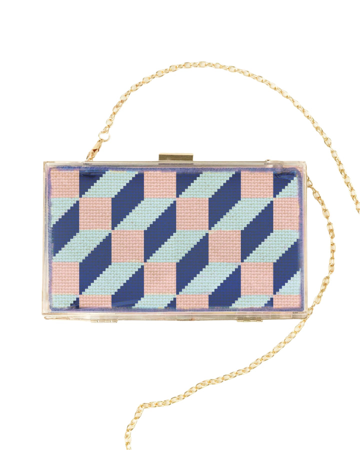 Tumbling Blocks V1: Needlepoint Counted Kit for Clutch Insert