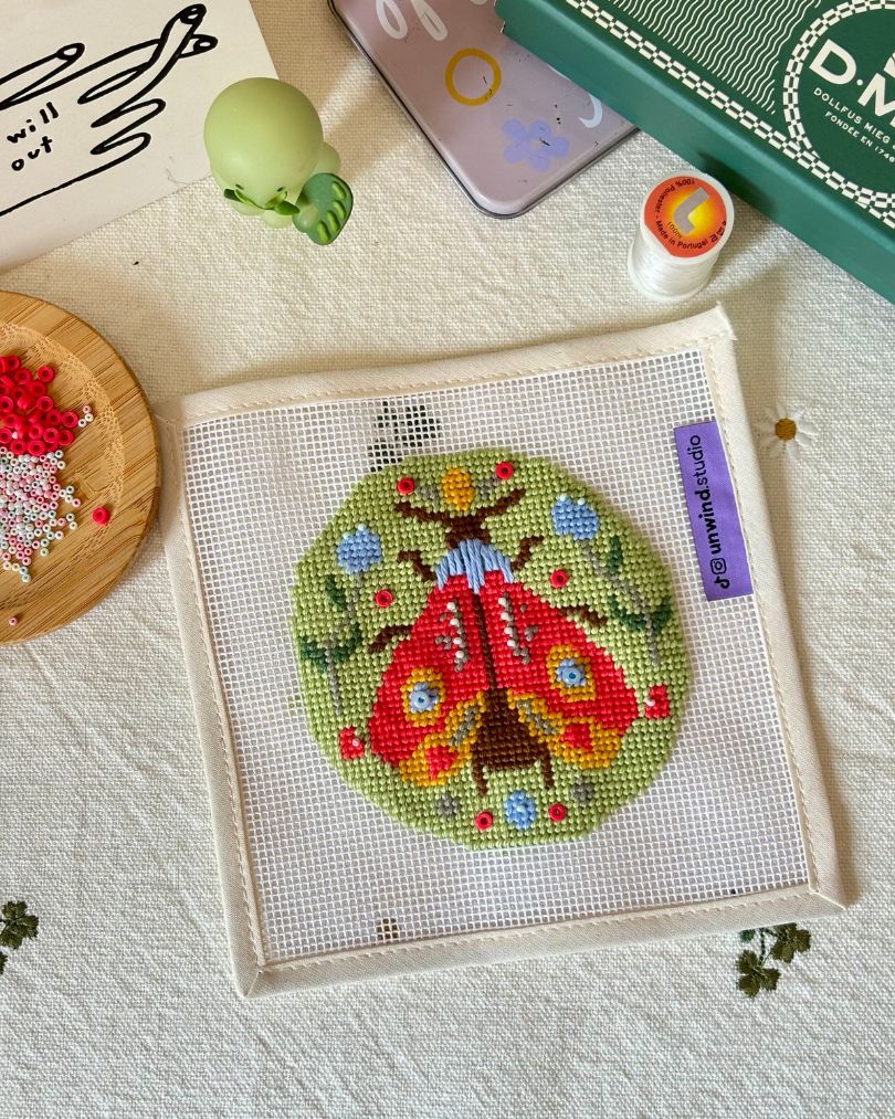 Folk Moth Needlepoint Ornament Kit