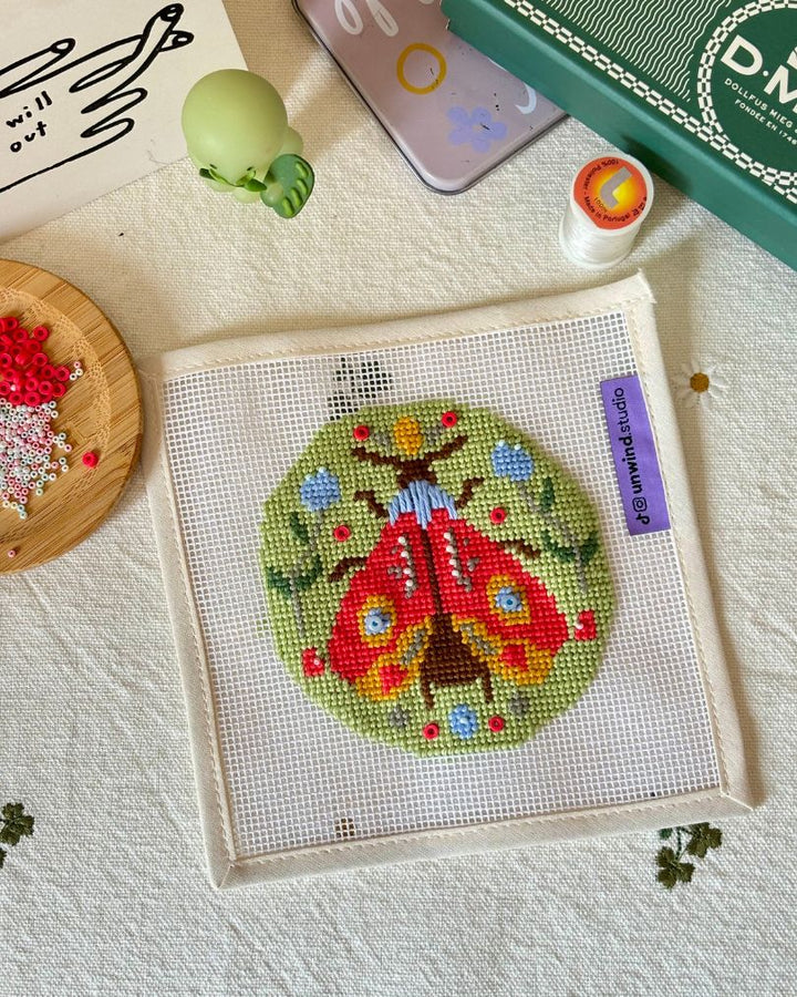 Folk Moth Needlepoint Ornament Kit