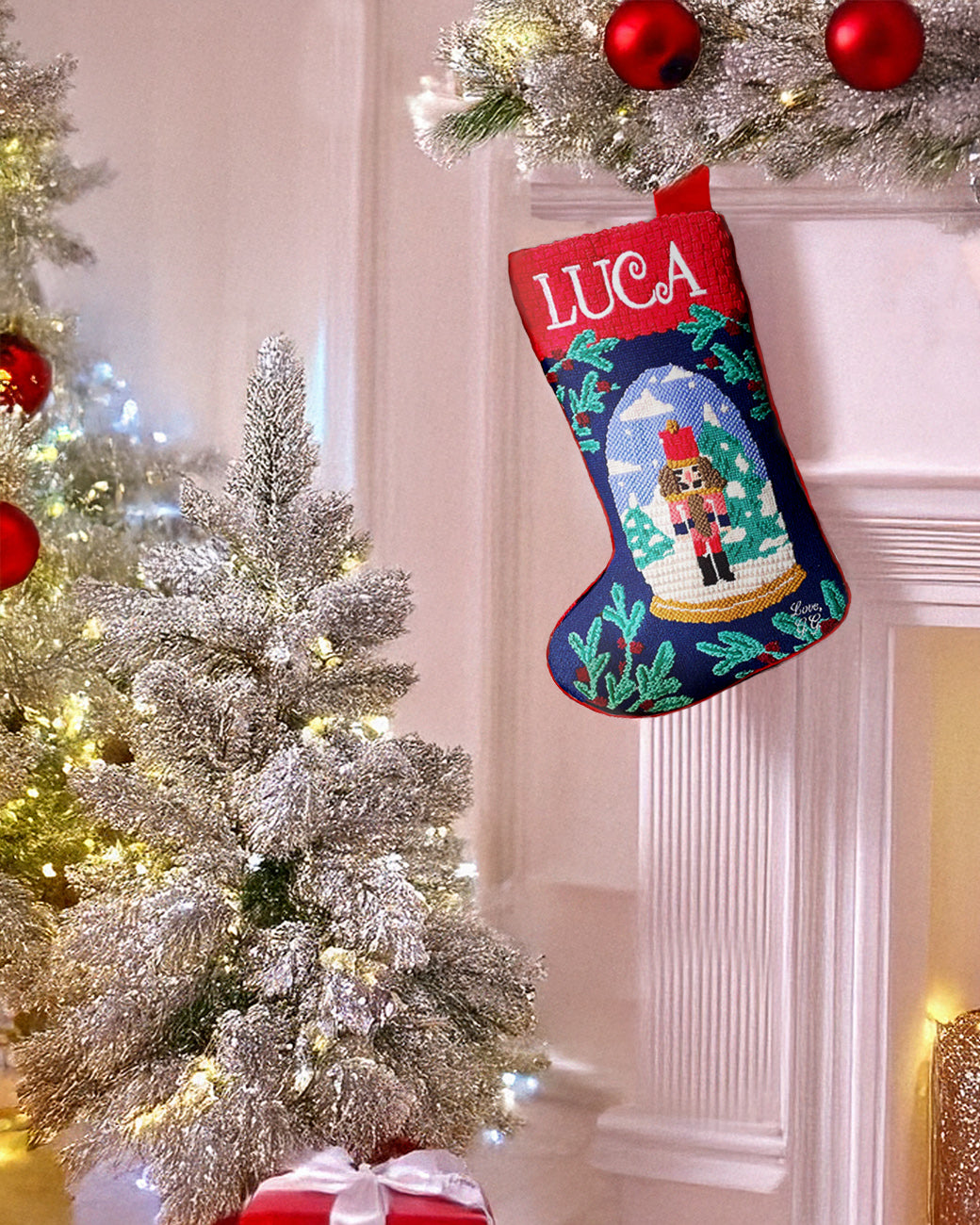 Nutcracker in a Snow Globe Stocking Needlepoint Kit