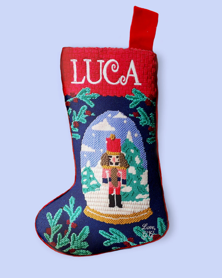 Nutcracker in a Snow Globe Stocking Needlepoint Kit