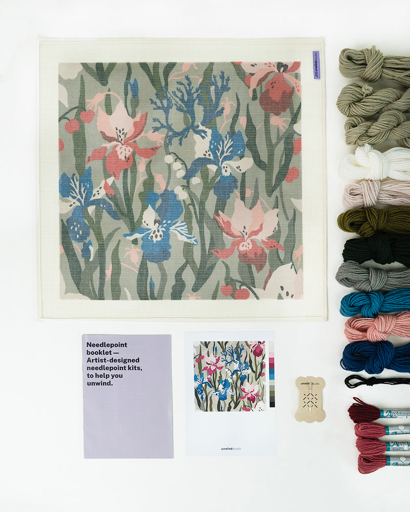 Floral Rhapsody Needlepoint Cushion Kit