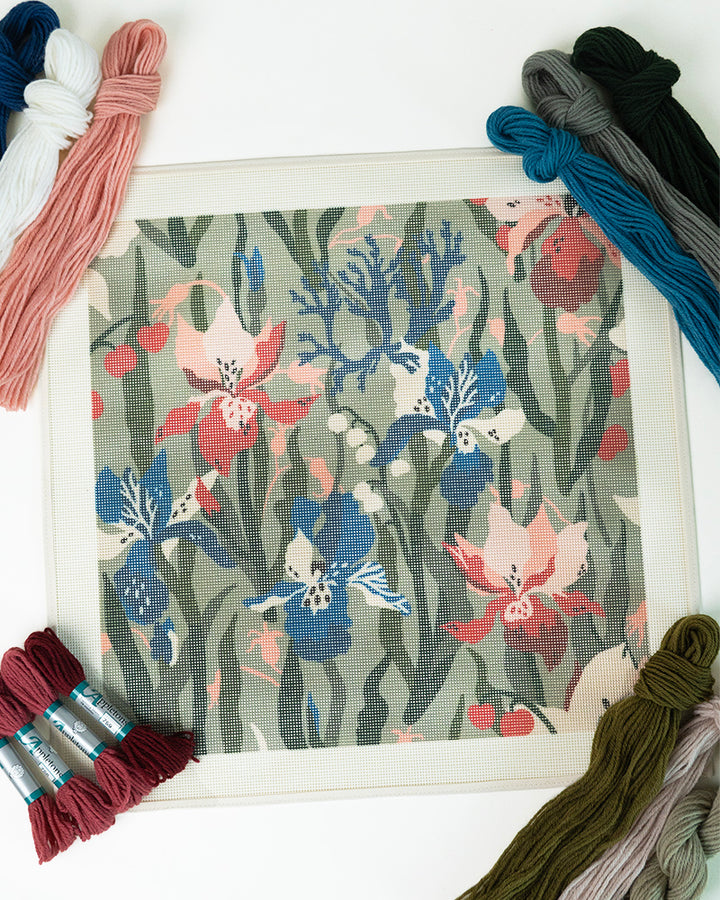 Floral Rhapsody Needlepoint Cushion Kit